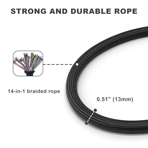 Rope Dog Leash, 6 Foot Heavy Duty Dog Leash with Aviation Aluminum Auto Locking Carabiner, Strong Nylon Pet Lead for Small, Medium, Large Dogs