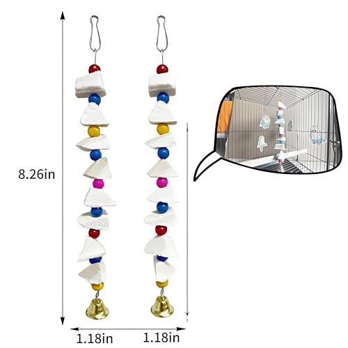 Parrot Toys 4-Pack with Cuttlebone for Birds - Calcium Chew Toys & Grinding Stone for Parakeets, Budgies, Cockatiels, Lovebirds - Promotes Beak Health, Prevents Destructive Chewing, Easy to Install