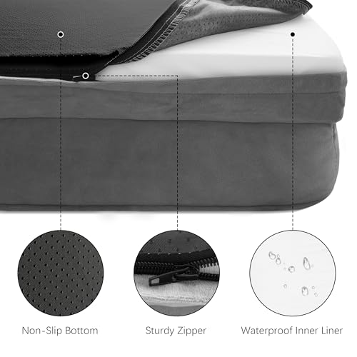 Orthopedic Dog Bed with Sides - Dog Sofa Beds for Medium Dogs, Supportive Foam Pet Couch Bed with Washable Removable Cover, Waterproof Lining and Non-Slip Bottom, Grey - M