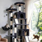 Gitelsnour Cat Tree for Indoor Cats, 71'' (180cm) Multi-Level Cat Tower for Large Adult, Sturdy Cat Tree House with 2 Scratching Boards 7 Posts, 2 Plush Perches/Condos, Hammock, Smoky Gray GCT032G