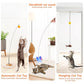 JXFUKAL Interactive cat Toy, Automatic Cat Wand Toy with Stable Wooden Base, 2 PCS Detachable Cat Teaser, 5PCS Refills Replacement & Hanging Elastic String, Kitty Kitten Toys Feather Spring Bird Toy