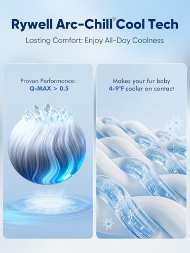 Rywell Dog Cooling Mat 2.0, Elegant Grey, 44"*32" Thick & Durable Cooling Mat for Extra Large Dogs, Extended Cooling with Waterproof & Color-Changing