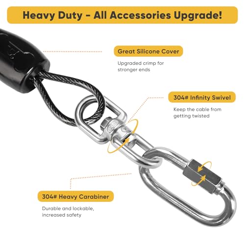 Petbobi Heavy-Duty Dog Tie-Out Cable - 20FT Extra Strong Wire Cable for Large Pets Up to 300Lbs, Rust Proof Dogs Leash with Carabiners and 360°