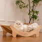 Natural Sisal Cat Scratcher Bed for Indoor Cats Scratching Post Hammock Lounge with Oak Frame, Wooden Cat Furniture for Large Cats, Modern Scratcher