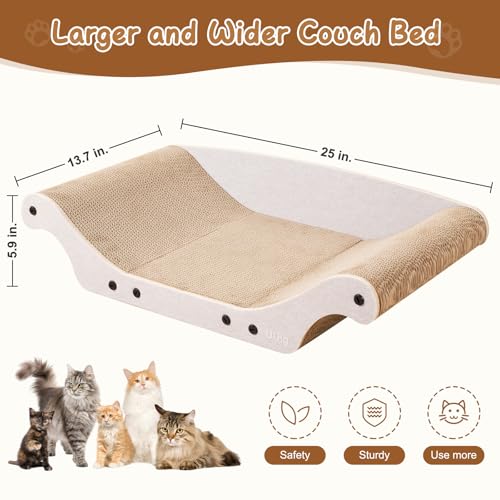 Cat Scratcher Bed Cardboard Cat Scratch Couch Board 25 inches Large Cat Scratching Sofa Lounge & Scratch Pad for Indoor Cats, Furniture Protector
