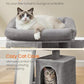 Feandrea Small Cat Tree, Cat Tower Condo, Scratching Ramp, Large Top Perch, Cave, 20.1 x 15.4 x 18.3 Inches, Dove Gray UPCT010GD02S