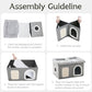 WINDRACING Cat Beds for Indoor Cats - Extra Wide Cat House for Pet and Foldable Cat Cave Bed with Scratch Pad, Cat Hideaway Condo for Kitten, 24.4x16.9x14.2 inches, Light Grey