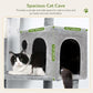 Globlazer Cat Tree Tower with Scratching Post for Indoor Cats, 53inch Tall Plush Multi-Level Cat Climbing Tower Condo House with Large Hammock, Spacious Cat Cave, Padded Top Perch Bed, F53, Light Gray