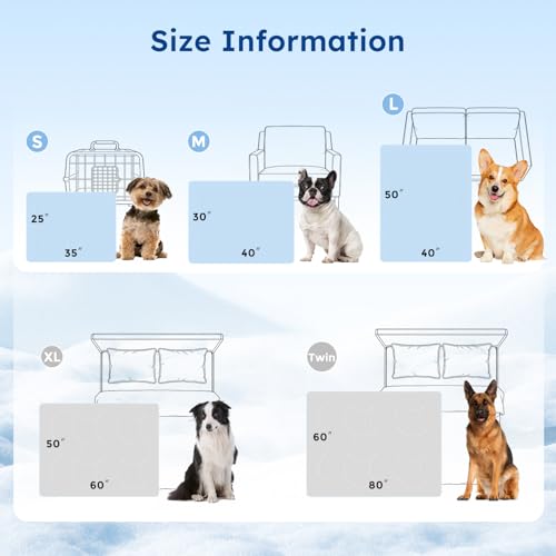 ZOMISIA Premium Cooling Blanket for Large Dogs - Q-MAX>0.5 Breathable Washable Dog Cooling Mat, Travel Soft Pet Summer Essentials, Grey, 40"x50"