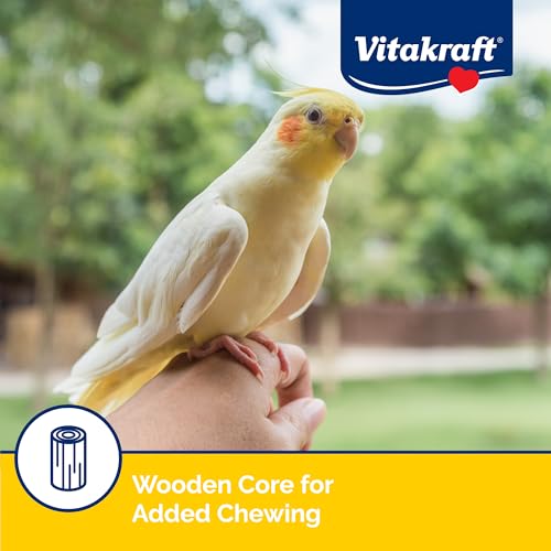 Vitakraft Crunch Sticks Cockatiel Treat Apricot Peach Flavor - Triple Baked Long Lasting Bird Treats with Natural Wood Chew Center for Beak Health and Enrichment - 3.5 oz.