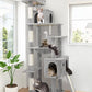 Globlazer Heavy Duty Cat Tree, 70 inch Sturdy Cat Tree for Indoor Cats Extra Large Cat Tower with Scratching Post, Hammock, Cat Condo for Adult Cats Kittens, F70 Pro, Light Grey