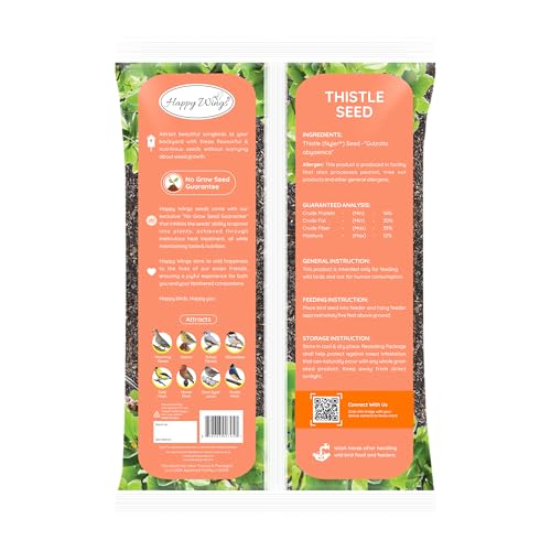 Happy Wings Nyjer/Thistle Seeds Wild Bird Food - 5 Pounds I No Grow Seed I Bird Seed for Wild Birds