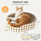 FUKUMARU Cat Scratcher Cardboard Lounge Bed, 2-in-1 Cat Scratch Pad, Oval Cats Scratching Board Indoor, Durable Modern Kitty Scratcher Bowl, Cats Scratch Furniture Protector, Polka Dot