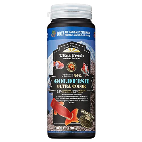 Ultra Fresh Sinking Goldfish Food, Color Enhancing, Balanced Diet, All Natural Ingredients, Clear Water Formula, Slow Sinking Gold Fish Pellets, Goldfish Ultra Color 4.6 oz