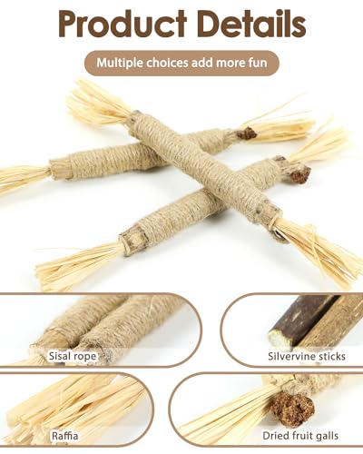 Tocirelo Silvervine Sticks Cat Toys - 6Pack Natural Cat Chew Toy Teeth Cleaning, Matatabi Dental Care Kitten Treat, Catnip Cat Teething Toys, Catmint