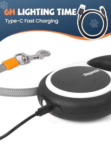 Retractable Dog Leash with LED Flashlight, Douexio Upgrade 3 in 1 Dog Leash Retractable for Small Medium Dogs Up to 66 lbs, 16ft, Anti-Slip Handle
