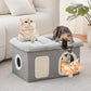 WINDRACING Cat Beds for Indoor Cats - Extra Wide Cat House for Pet and Foldable Cat Cave Bed with Scratch Pad, Cat Hideaway Condo for Kitten, 24.4x16.9x14.2 inches, Light Grey