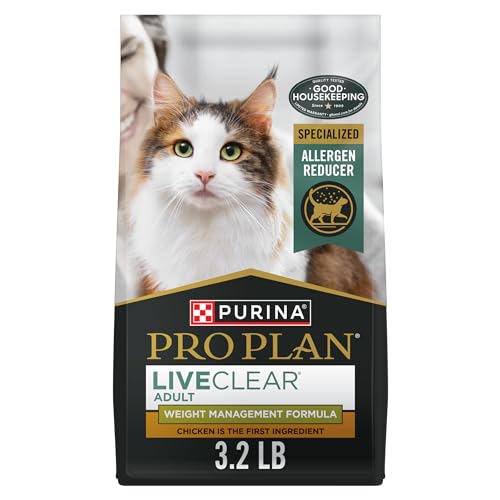 Purina Pro Plan LiveClear Cat Food Weight Management and Cat Allergen Reducer Chicken and Rice Formula - 3.2 lb. Bag