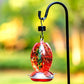 Muse Garden Glass Humming Bird Feeders for Outdoors - 27OZ Blown Glass Hummingbird Feeder - Unique Gift Mom Women Grandparents, Outdoors Hanging Garden Decor, Includes Ant Moat & Brush, Red Swirl