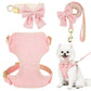 Small Dog Collar Harness and Leash Set, Dog Harness no Pull with Bowtie, Breathable Cotton Adjustable Pet Puppy Harness, Easy Walk Dog Harness
