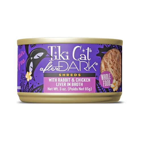 Tiki Cat After Dark Shreds Wet Cat Food, Rabbit & Chicken Liver, 3 oz. Can (12 Count)
