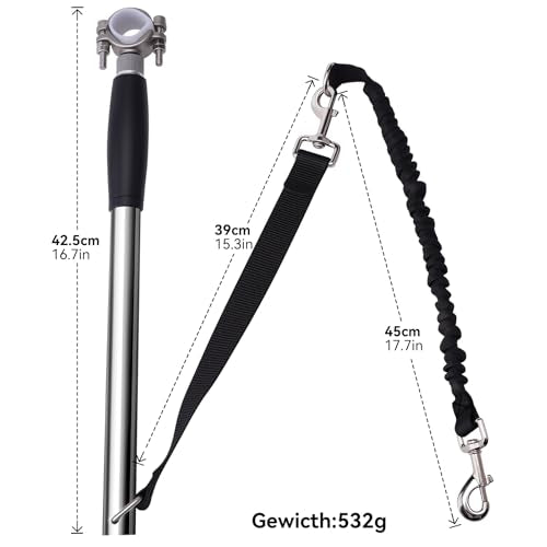 Hands Free Dog Bike Leash - Heavy Duty Bicycle Attachment with Quick Connect & Buffer Rope, Fit Leash for Medium Large Dogs - Cycling, Jogging