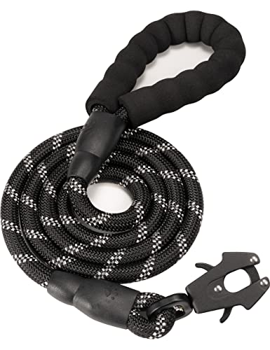 GEIT 2/4/5/6FT Dog Leash, Heavy Duty Rope Leashes, Reflective Nylon Pet Lead with Aluminum Quick Release/Locking Tactical Frog Clip for Small Medium