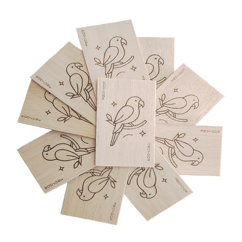 Bird Toys Chew Toys 100% Natural - 10 Pack Balsa Wood Chips, The Softest Wood in The World - Bird Cage Accessories for Small Medium Birds Parakeets Parrots Conures Cockatiels Finches Lovebirds