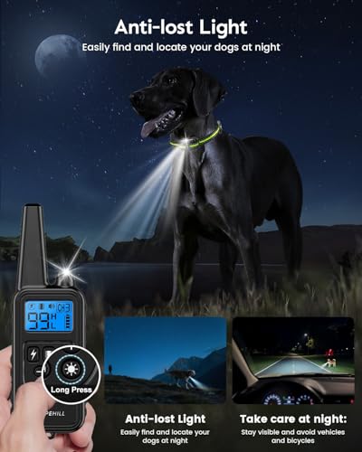 SLOPEHILL Dog Training Collar with Remote, 4200FT Electronic Shock Collar,Waterproof E-Collar with Beep, Vibration, Shock, Flash Light and No Shock Mode, Fit for Small Medium Large Dogs (Green)