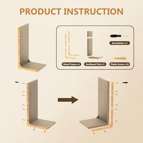 SMARTBEAN 3-Pack Cardboard Cat Scratcher for Indoor Cats, 23 Inch L Shaped Vertical Cat Scratching Post, Cat Scratching Board for Wall and Couch, Large