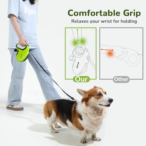 Pecute 32ft Retractable Dog Leash with Reflective Strips, 360° Tangle-Free, One-Button Control & Sturdiness Nylon Material, Long Leash Retractable