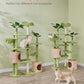 Feandrea Cat Tree, 68.1-Inch Tall Cat Tower, Multi-Level Plush Condo with Artificial Leaves, 3 Scratching Posts, 2 Pompoms with Bells, Grass Green and Camel Brown UPCT330C01