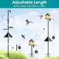 108 Inch Bird Feeder Pole Squirrel Proof, Heavy Duty Bird House Pole, Adjustable Bird Feeder Stand with 5 Shepherds Hooks, 2 Mental Trays, Hummingbird Swing