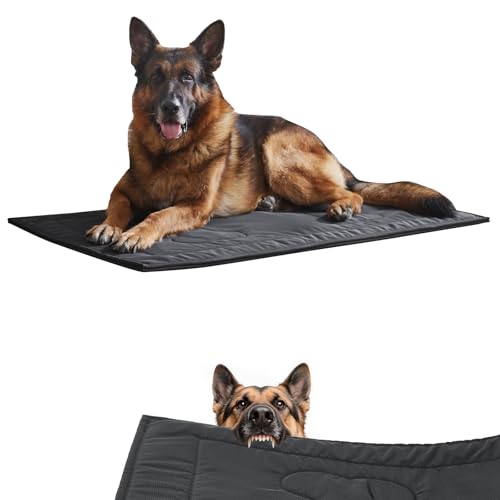 Chew Proof Dog Crate Pad - Indestructible Durable Dog Bed for Aggressive Chewers, Machine Washable & Waterproof Indoor Outdoor Tough Kennel Pad for Large Dogs (Large (28"x41"))