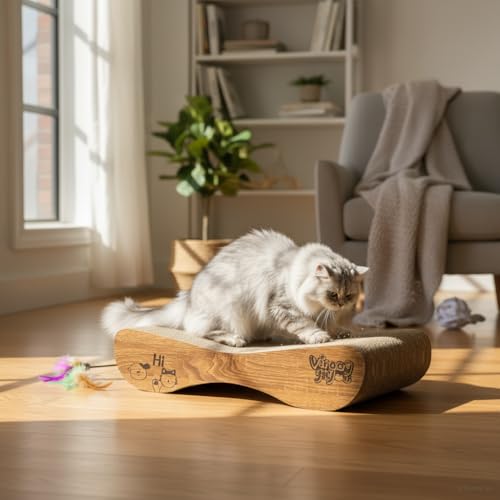 2 in 1 Cat Scratcher Bed, Cat Scratching Board, Cats Scratcher Set, Scratch-Resistant Cat Scratching Post Large (27.5L X 9H in.) and Small (24.5L X 6H in.), Corrugated Cardboard