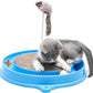 AUOON Cat Scratcher Toy with Ball Track - 3 in 1 Interactive Cat Toy, Cat Scratch Pad with Cat Ball Toy and Plush Cat Mouse Toy for Indoor Cats and Kittens (Blue)