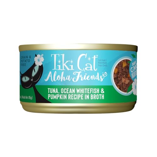 Tiki Cat Aloha Friends Wet Cat Food, Tuna, Ocean Whitefish & Pumpkin, 3 oz. Cans (12 Count)