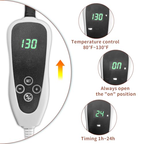 Large Dog Heating Pad 34x21in with Smart Thermostat Switch and Power Line Protection Tube,Obtained MET and UL Dual Certification,Waterproof Pet Heating pad, Suitable for Dogs of All Ages