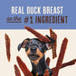 Waggin' Train Duck Jerky Dog Treats for Dogs with Sensitive Stomachs, Made with 100% Real Duck Breasts, Three All-Natural Ingredients, High Protein Dog Treat, Easily Digestible for Dogs, 12 oz. Pouch