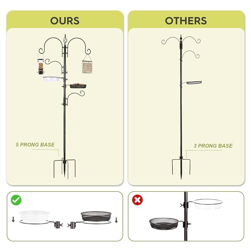 ERYTLLY Bird Feeding Station Kit Bird Feeder Pole Wild Bird Feeder Hanging Kit Planter Hanger Multi Feeder Hanging with Metal Suet Feeder Bird Bath for Attracting Wild Birds
