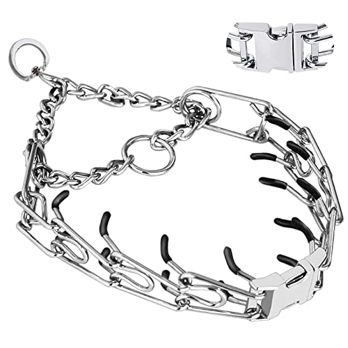 Prong Collar for Dogs, Dog Training Collar, Adjustable Size Dog Pinch No Pull Collar with Quick Release Buckle for Small Medium Large Dogs(Packed with Two Extra Links)