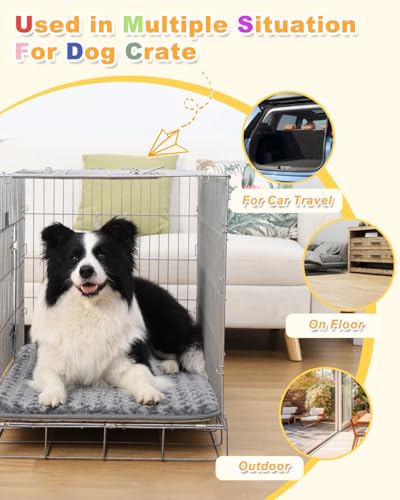 Dog Bed for Crate High Resilience Foam Crate Pad Mat for Medium Large Dogs Washable Anti-Slip,35" x 22",Dark Gray