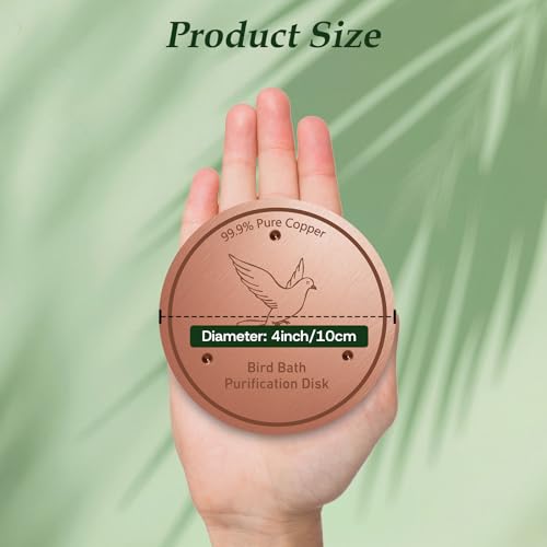 Bird Bath Copper Disk, 0.6mm Reinforced 99.99% Pure Copper Cleaning Disk with Triple-Point Support for Physical Safe Clean Water All-Season, Universal Fit for Outdoor Birdbaths, Bowl