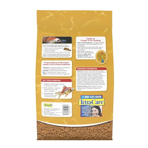 TetraPond Koi Vibrance, Soft Sticks, Easy to Digest Floating Pond Food, 5.18 lbs