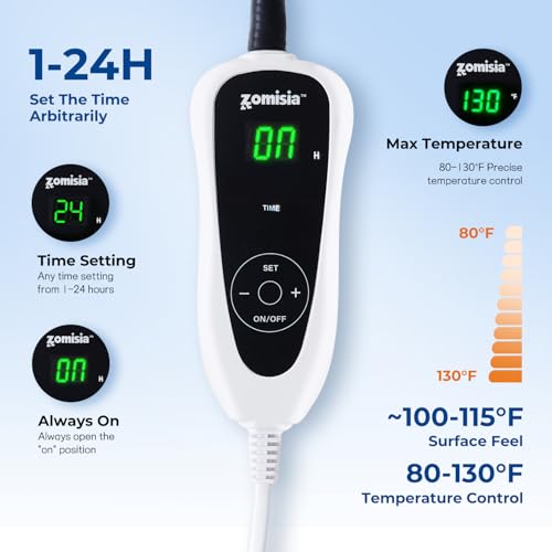 Cat Heating Pad - 11 Adjustable Temperature and 25 Timer Options, Heated Cat Bed Indoor with Chew-Resistant Cord for Small Dogs, 18x18 Inch
