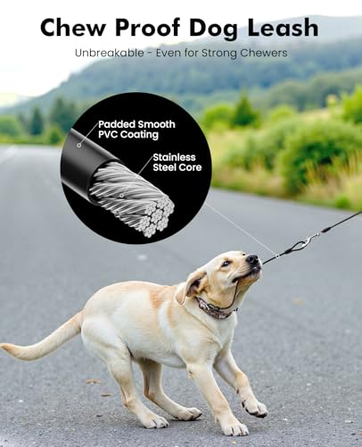 Pecute Retractable Dog Leash 26ft with Chew Proof Extender for 33-110 lbs | Heavy Duty Dog Leash Retractable for Large Biter with Poop Bag Holder