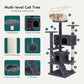 DUMOS 54-inch Indoor Cat Tree Tower –Multi-Level Pet House for Large Cats with 2 Condos, Scratching Posts, Round Platform, Small Ladder, and Toys – Perfect for Cats of All Ages, Dark Grey
