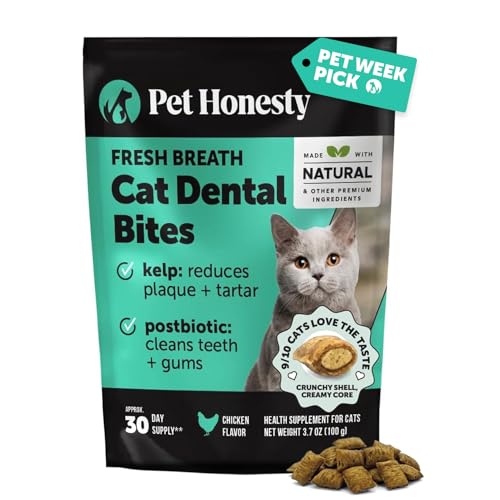 Fresh Breath Dental Bites for Cats – Crunchy & Creamy Cat Dental Treats for Fresh Breath, Tartar & Plaque Control – Dual-Texture Cat Oral Care Bites for Bright Teeth & Healthy Gums – 30 Day Supply