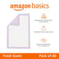 Basics Cat Litter Pee Pads, Odor Control with Fresh Scent, Super Absorbent, Disposable, Universal Fit Litter Box, Purple and White, 40 Count