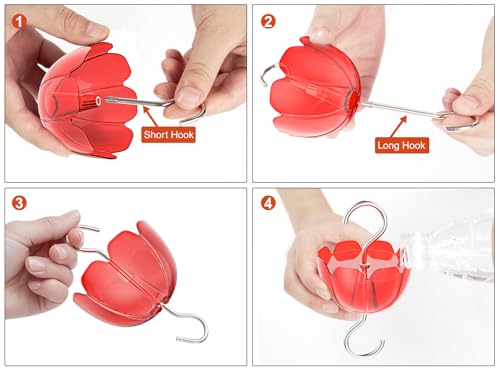 6-Pack Hummingbird Feeder Ant Guard-Large Ant Moat for Hummingbird Feeders, Outdoor Ant-Proof Handing Feeders Accessories,Twist & Clean Ant Guard,6 Ant Motes for Healthy Birds with Level Window(6 Set)